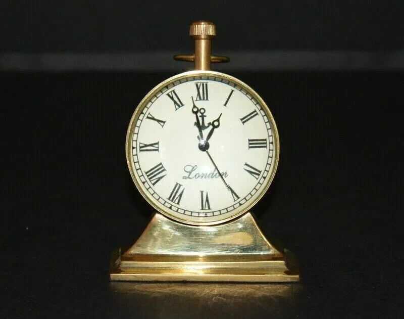 Table top Vintage Brass Clock desk top antique collectible watch decorative item Table top Vintage Brass Clock desk top antique collectible watch decorative item