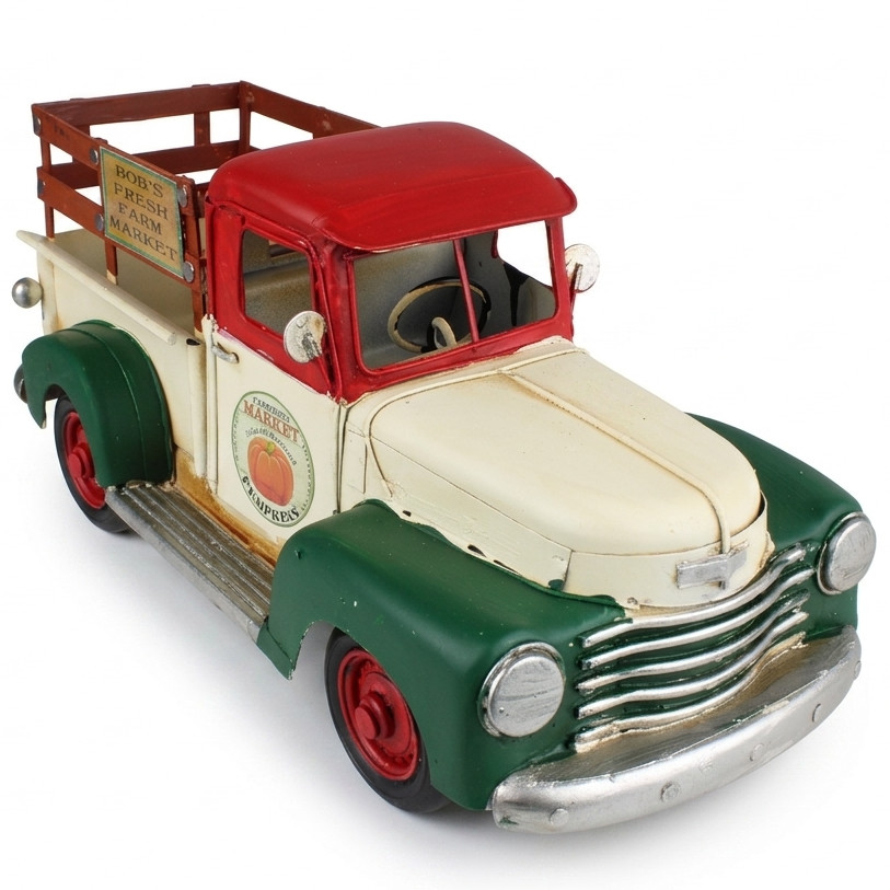 Decorative Metal Pickup Truck 1940s Chevrolet Vintage Style Farm Market 12.5 in