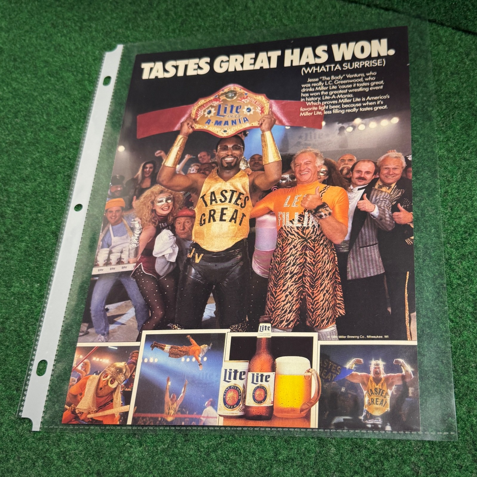 BOB UECKER Miller Lite Beer ViNTAGE Wrestling Print Ad JESSE BOB UECKER Miller Lite Beer ViNTAGE Wrestling Print Ad JESSE