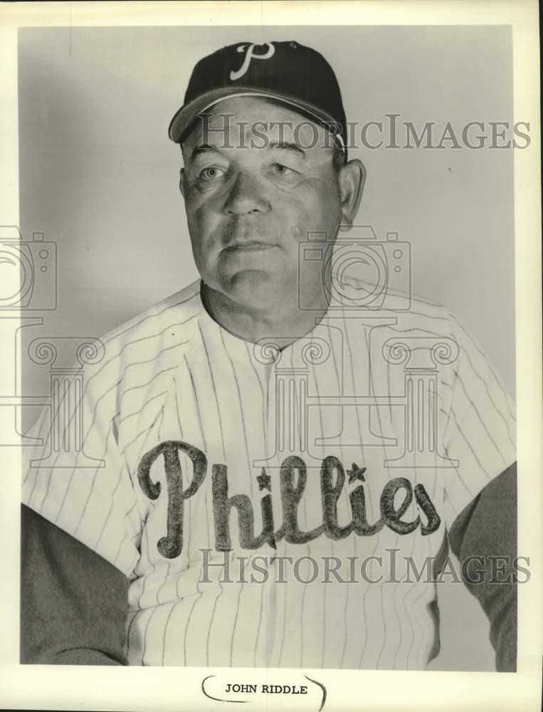 1959 Press Photo John Riddle of the Phillies - mjt20378 1959 Press Photo John Riddle of the Phillies - mjt20378