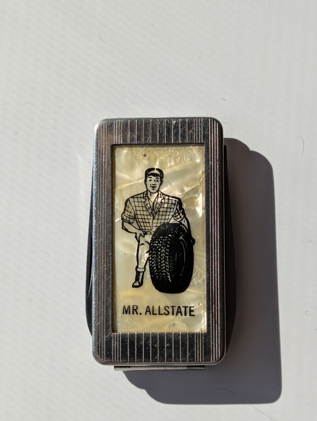 Vintage Sears Pocket Knife Nail File Money Clip Gas Oil Mr Allstate Advertising 