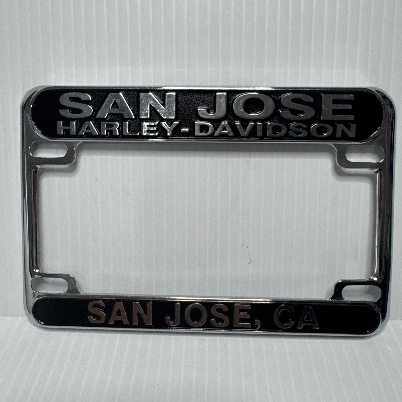 Motorcycle License Plate Frame - SAN JOSE HARLEY-DAVIDSON SAN JOSE Ca. Brand New Motorcycle License Plate Frame - SAN JOSE HARLEY-DAVIDSON SAN JOSE Ca. Brand New