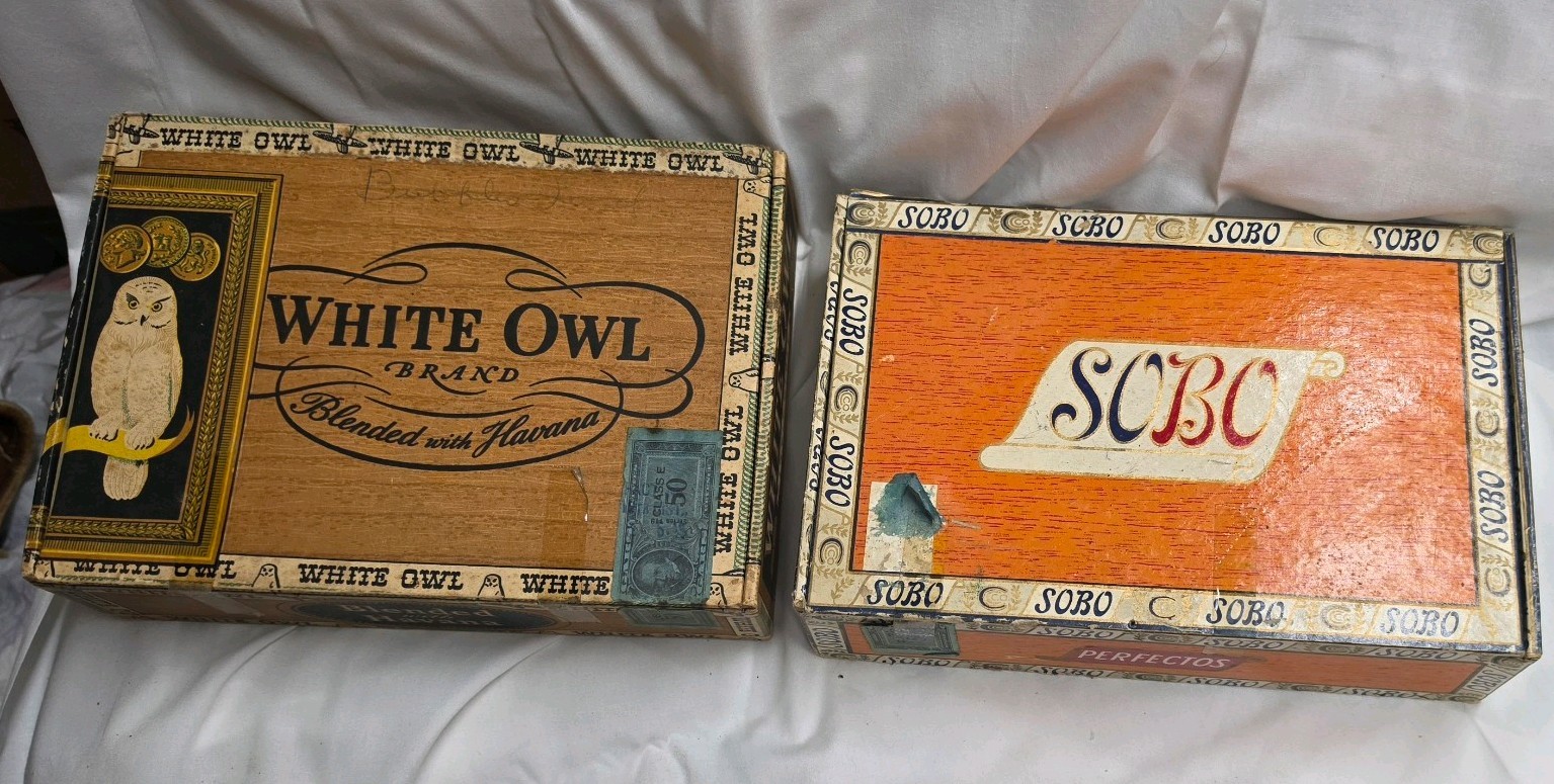 Vintage WHITE OWL & SOBO Cigar Boxes Pennsylvania Vintage WHITE OWL & SOBO Cigar Boxes Pennsylvania
