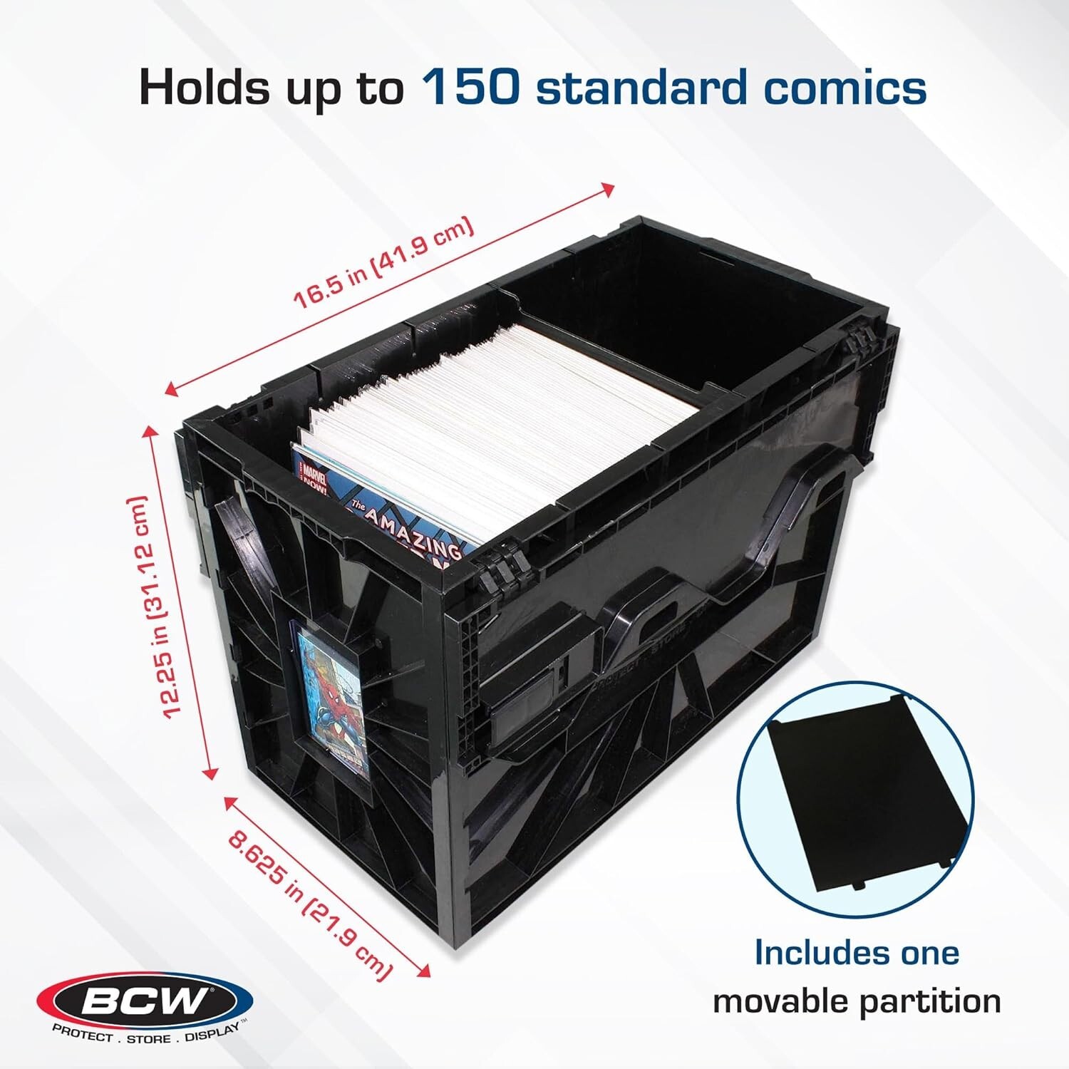 1 BCW BLACK Short Comic Book Bin - Heavy Duty Acid Free Plastic Stackable Box 1 BCW BLACK Short Comic Book Bin - Heavy Duty Acid Free Plastic Stackable Box