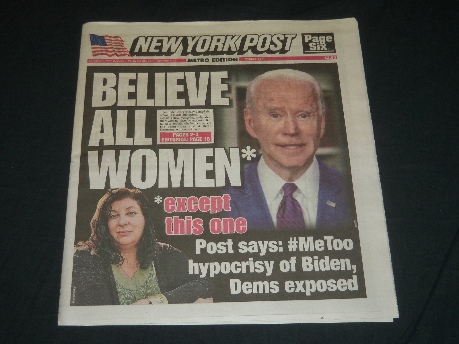 2020 MAY 2 NEW YORK POST NEWSPAPER - BELIEVE ALL WOMEN - DEMS EXPOSED 2020 MAY 2 NEW YORK POST NEWSPAPER - BELIEVE ALL WOMEN - DEMS EXPOSED