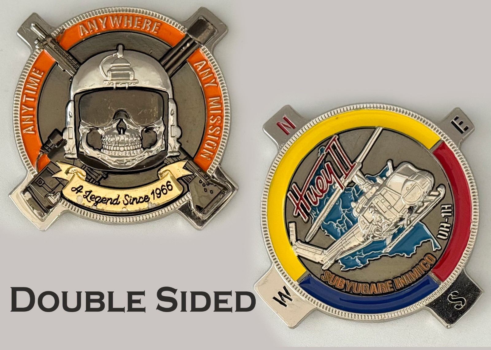 Huey II 1966 Skull Pilot Any Mission Challenge Coin J#8 Huey II 1966 Skull Pilot Any Mission Challenge Coin J#8