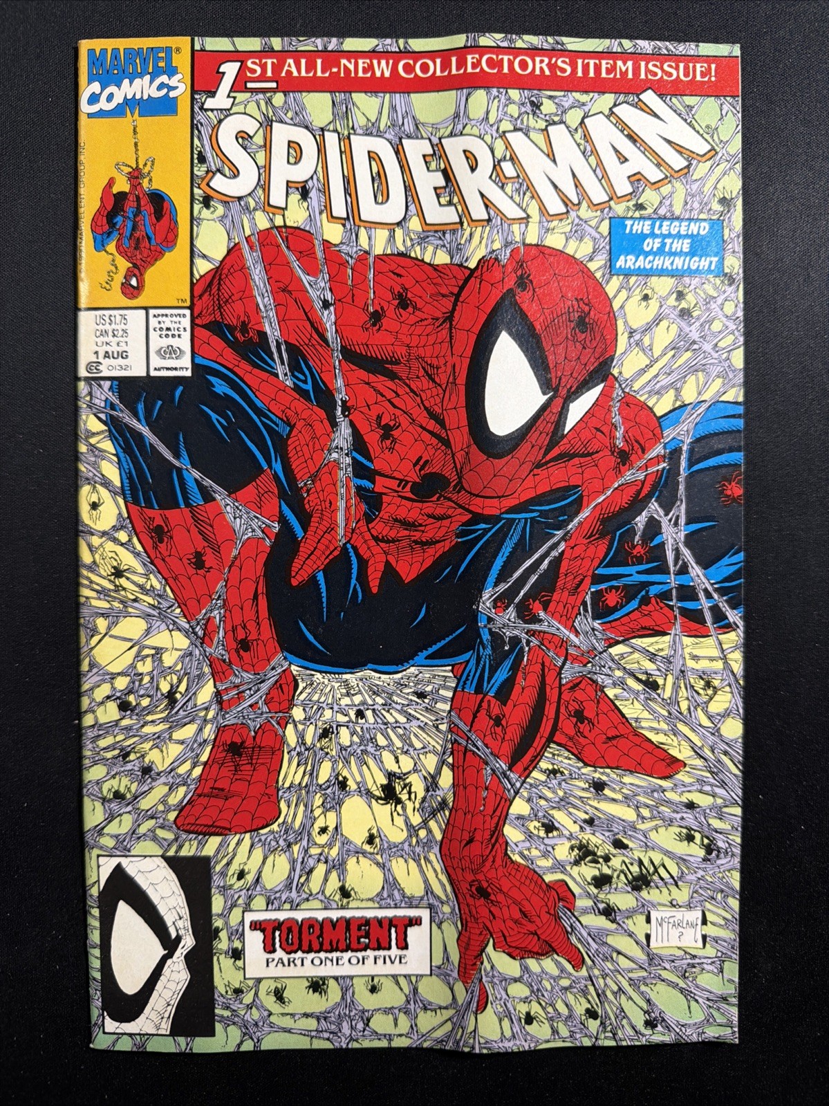 Spiderman #1 1990 Marvel Comics Green Cover Torment Part 1 Todd Mcfarlane VG