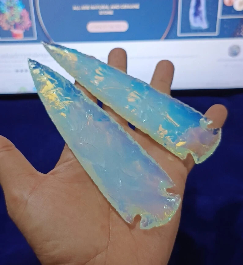 Opalite Arrowhead Pendant Bead Spearhead Crystal Gemstone Jewelry Healing Stone