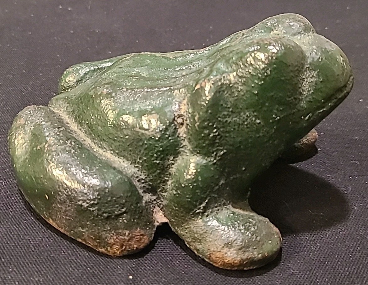 Antique/ Vintage Cast Iron Frog Doorstop With Green Paint