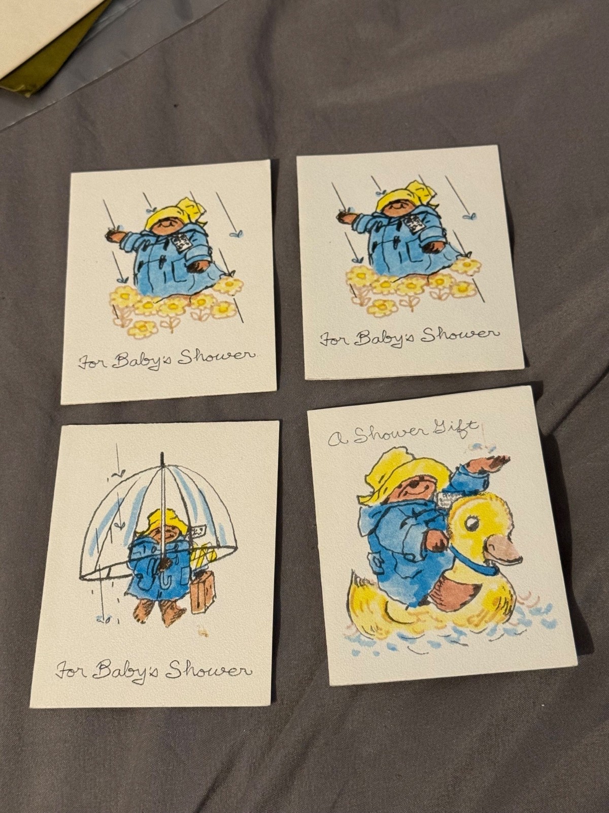 Vintage 1978 Paddington Bear Baby Shower Cards, Set of 4 C.R. Gibson Gift Cards, Vintage 1978 Paddington Bear Baby Shower Cards, Set of 4 C.R. Gibson Gift Cards,