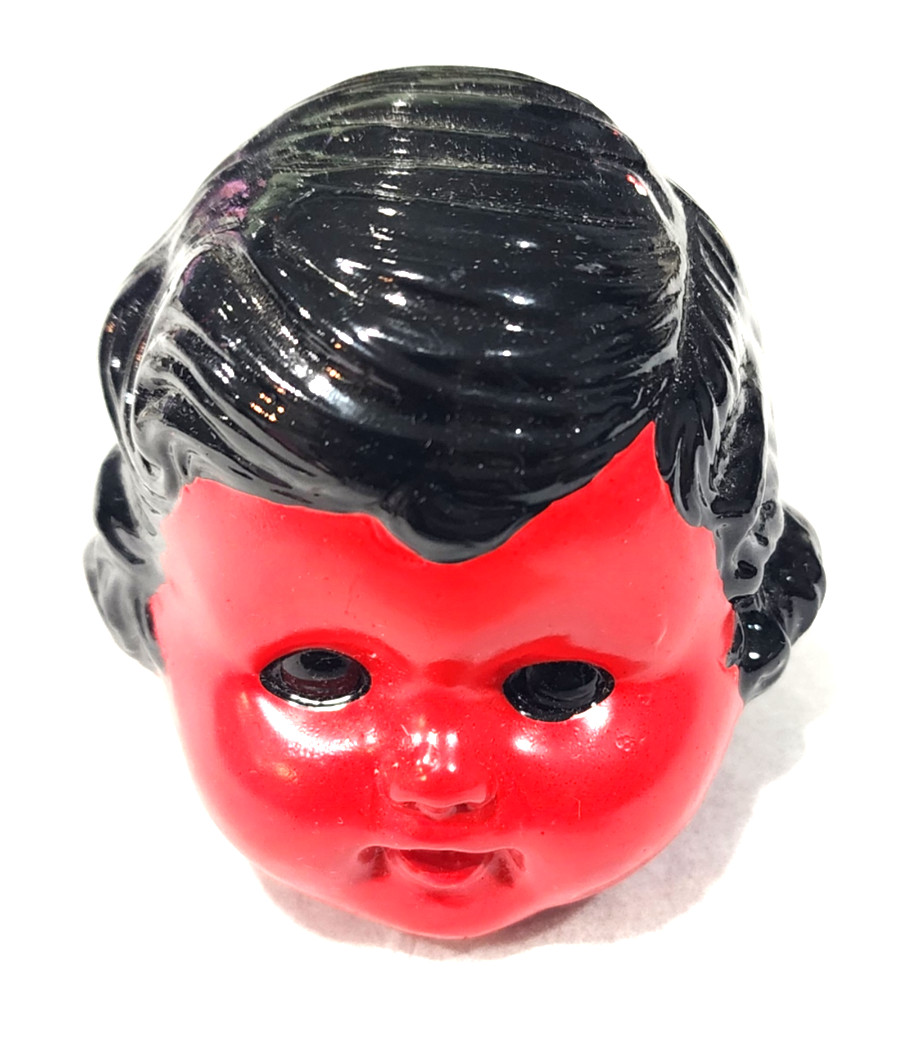 Vintage Creepy Ceramic Head Heavy Custom Painted Red Black Gothic Oddity 3x5 Vintage Creepy Ceramic Head Heavy Custom Painted Red Black Gothic Oddity 3x5