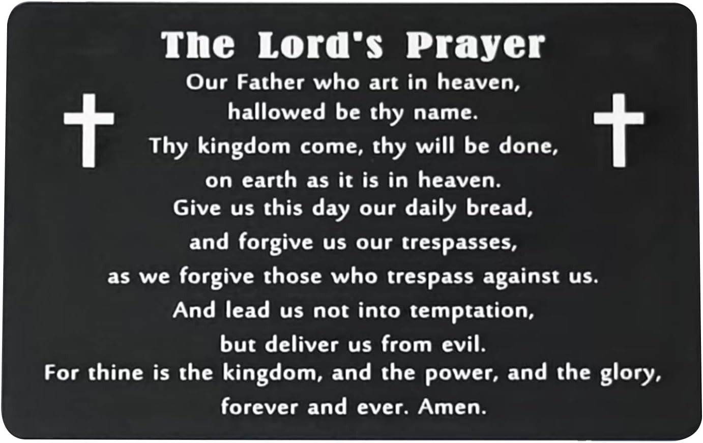The Lord\'S Prayer Card for Christians - Engraved Metal Bible Verse Card