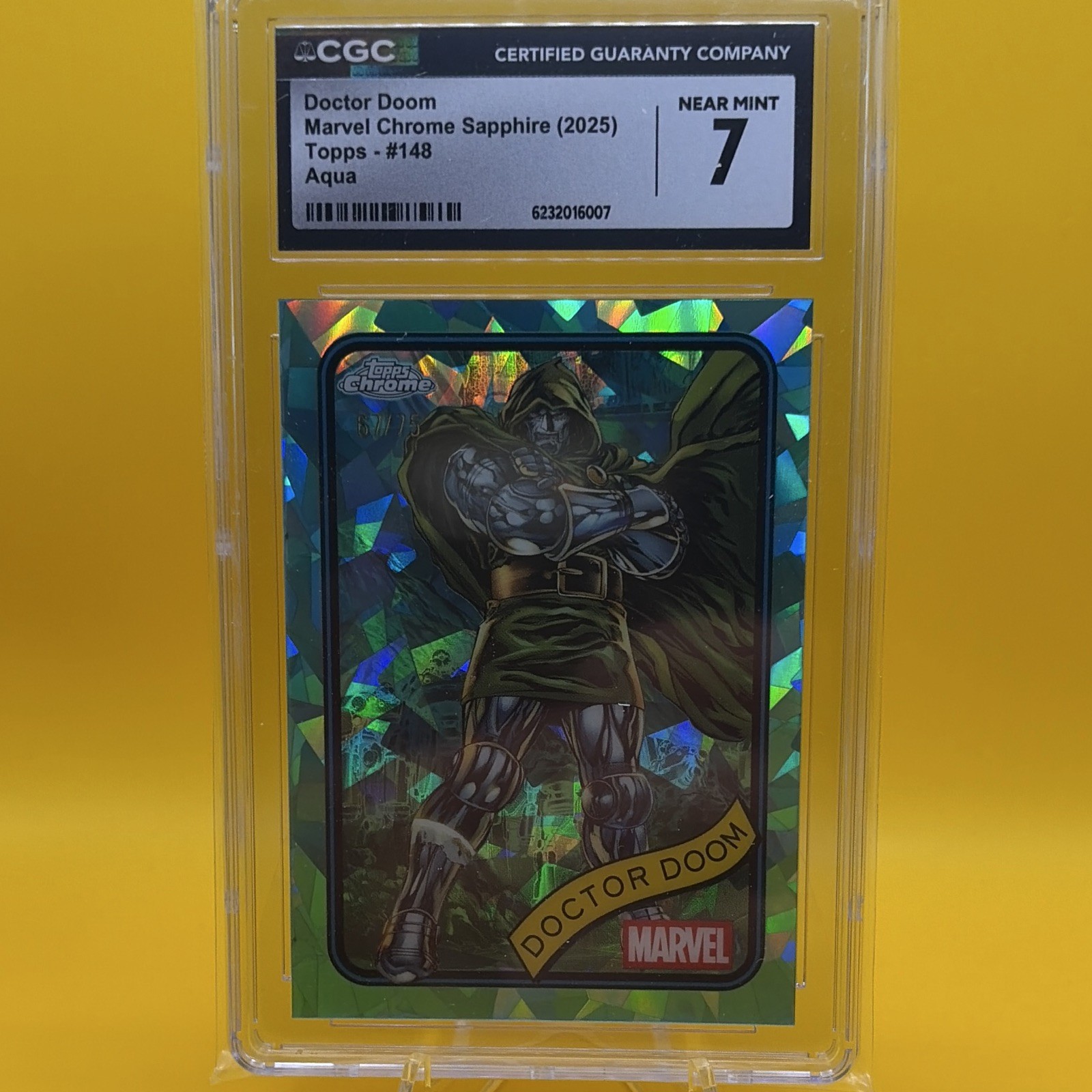 2025 Topps Marvel Chrome Sapphire Doctor Doom #148 Aqua CGC 7 SN/75 2025 Topps Marvel Chrome Sapphire Doctor Doom #148 Aqua CGC 7 SN/75