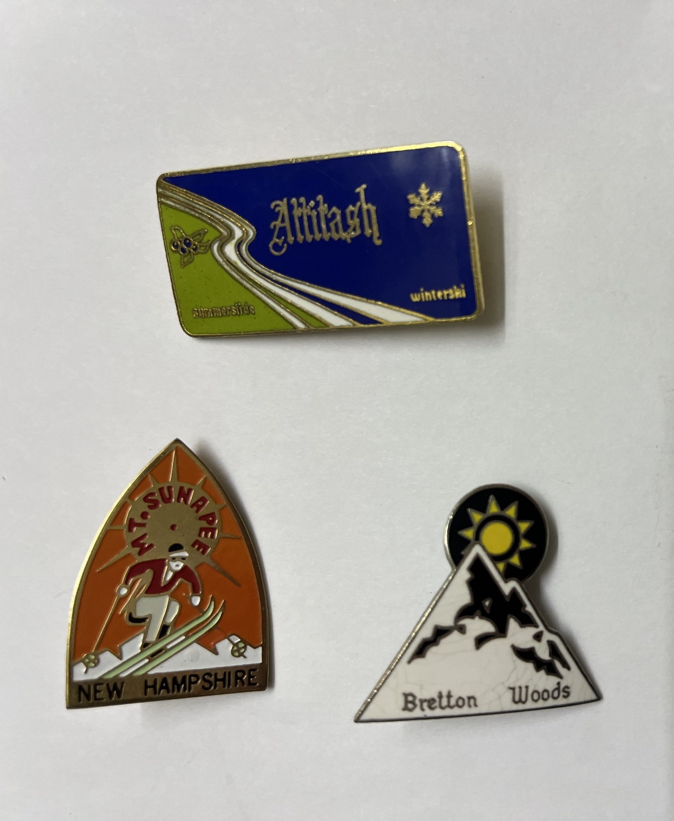 Vintage 1970s Ski Pins Lot (3) - Ski New Hampshire, Attitash, and Bretton Woods Vintage 1970s Ski Pins Lot (3) - Ski New Hampshire, Attitash, and Bretton Woods
