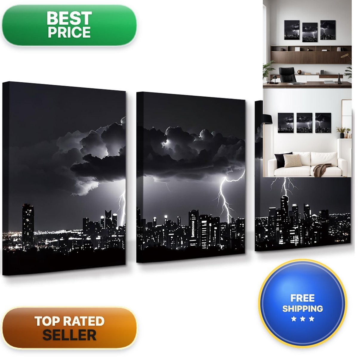 QPOKLAF Black And White Wall Art Canvas Prints Living Room Night View Wall QPOKLAF Black And White Wall Art Canvas Prints Living Room Night View Wall