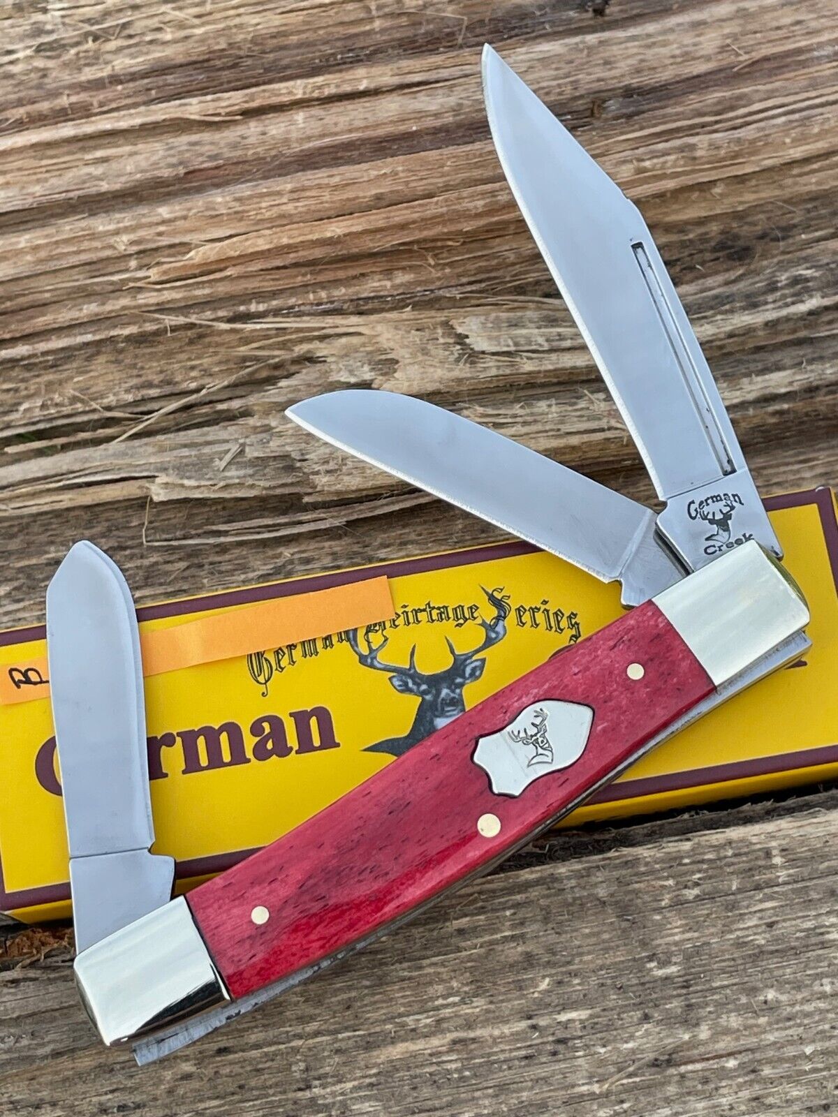 GERMAN CREEK *b SMOOTH RED SMALL STOCKMAN KNIFE KNIVES