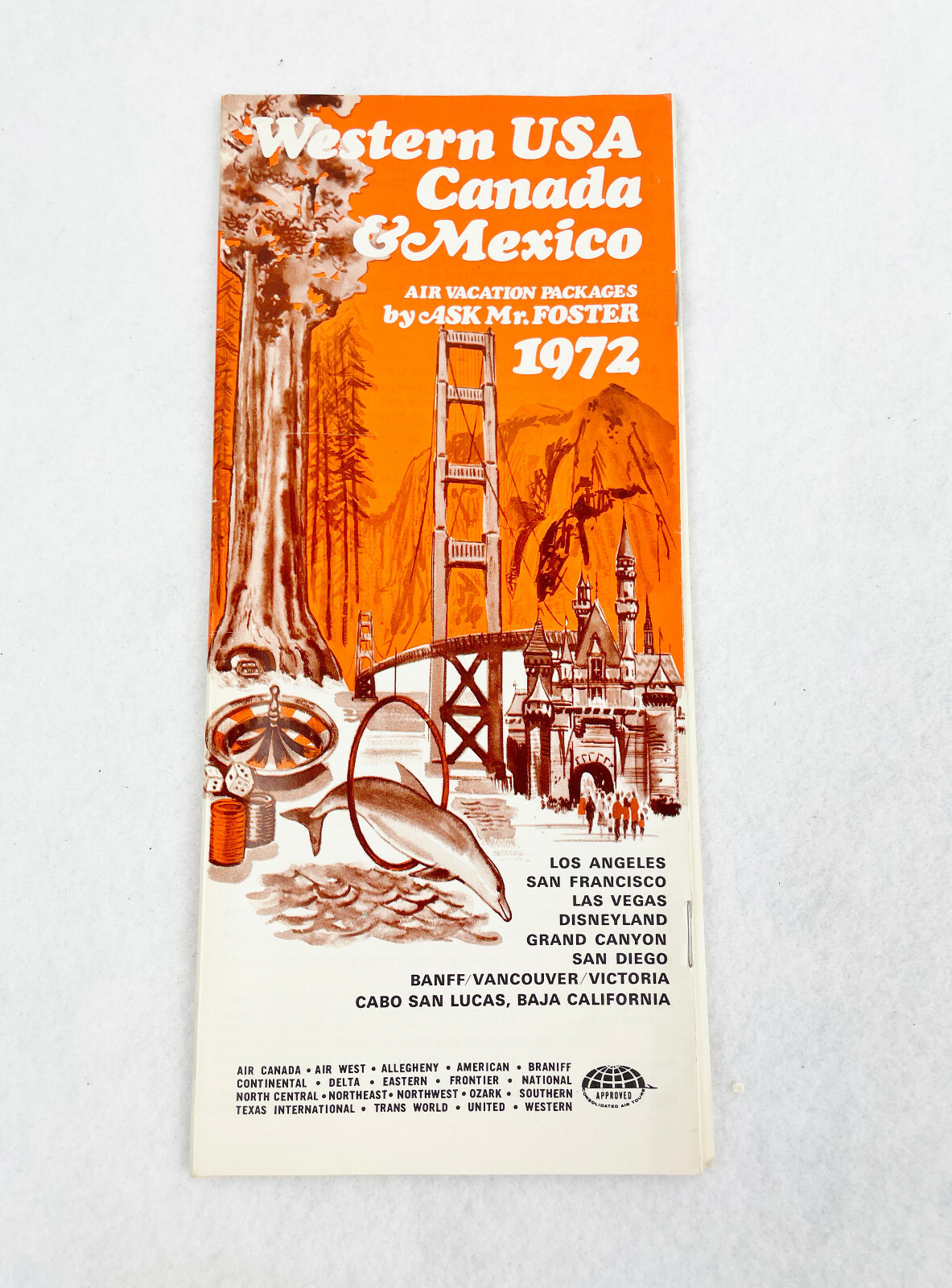 VINTAGE 1972 AIR VACATION PACKAGE BROCHURE - WESTERN USA, CANADA & MEXICO 