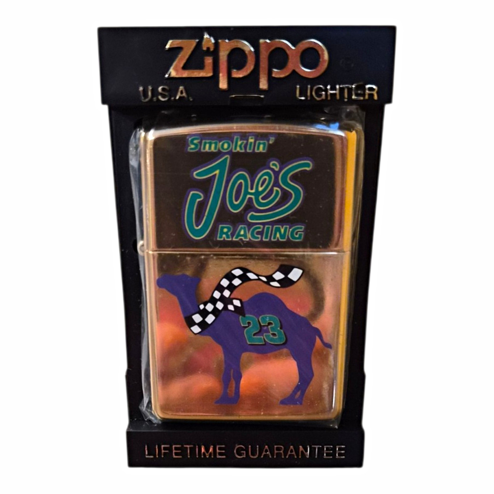 Vintage Camel Smokin Joe's Racing #23 Brass Zippo Lighter New Sealed w/ Case Vintage Camel Smokin Joe's Racing #23 Brass Zippo Lighter New Sealed w/ Case