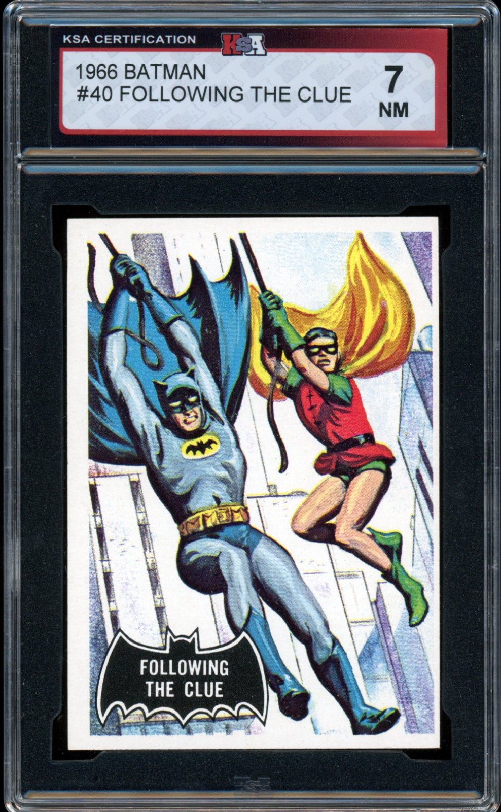 1966 TOPPS USA BATMAN BLACK BAT #40 Batman Robin Following The Clue KSA 7 NM 1966 TOPPS USA BATMAN BLACK BAT #40 Batman Robin Following The Clue KSA 7 NM