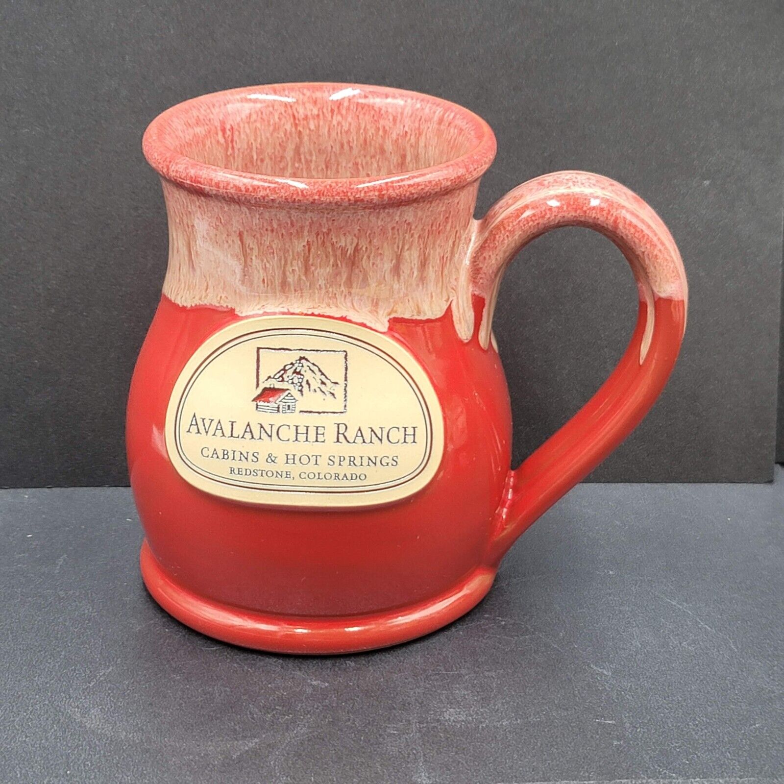 Deneen Pottery Mug Avalanche Ranch Redstone Colorado Red 12 ounce 2017