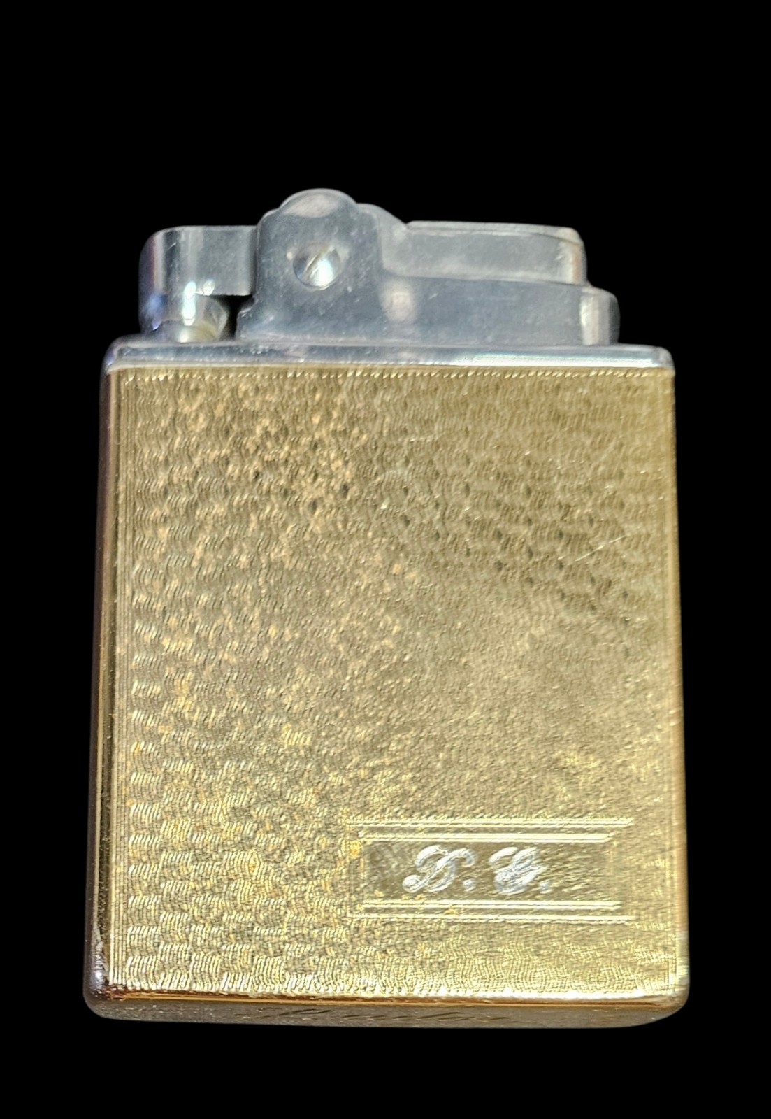 Vintage LaDor Musical Lift Arm Petrol Lighter Gold Tone Japan Flint Wick As-Is