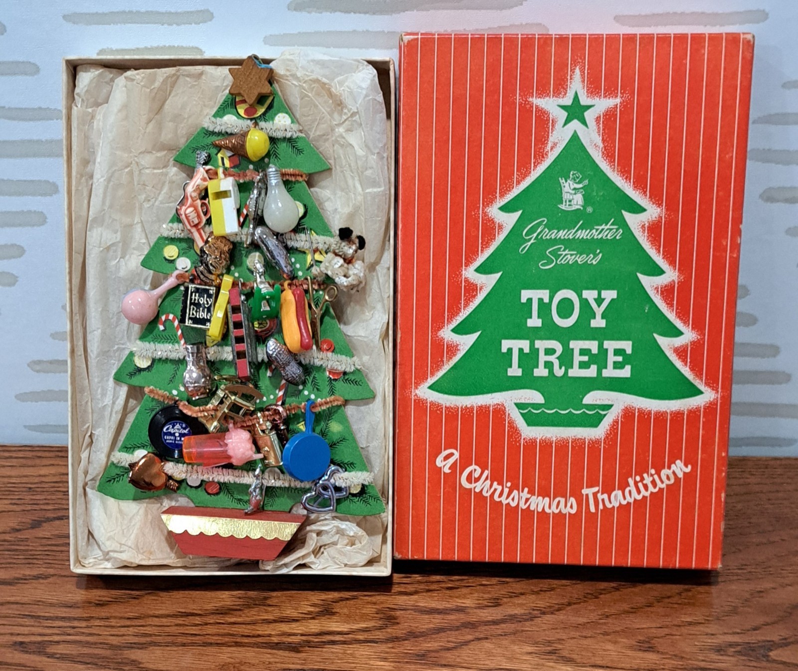 Vintage 1950s Grandmother Stover's Toy Christmas Tree Orig Box Vintage 1950s Grandmother Stover's Toy Christmas Tree Orig Box