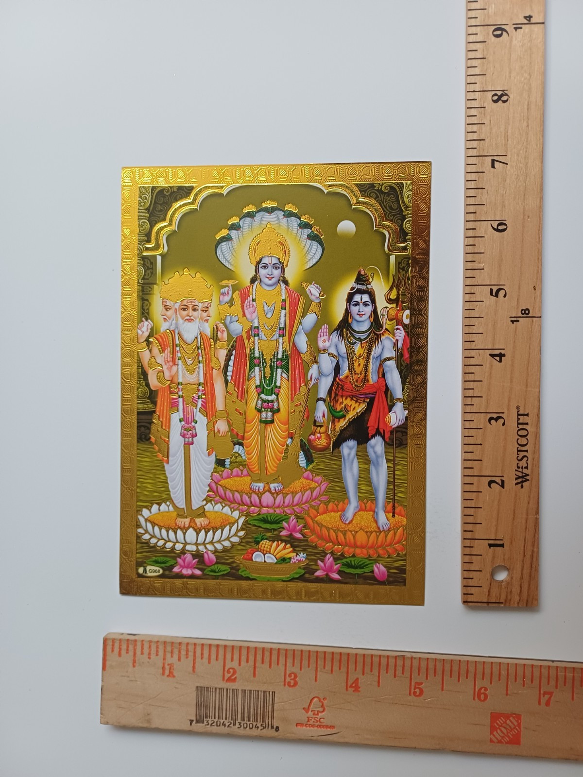 Hindu Tridev Lord Brahma Vishnu Shiva - Golden Foil Paper Poster 5x7 Hindu Tridev Lord Brahma Vishnu Shiva - Golden Foil Paper Poster 5x7