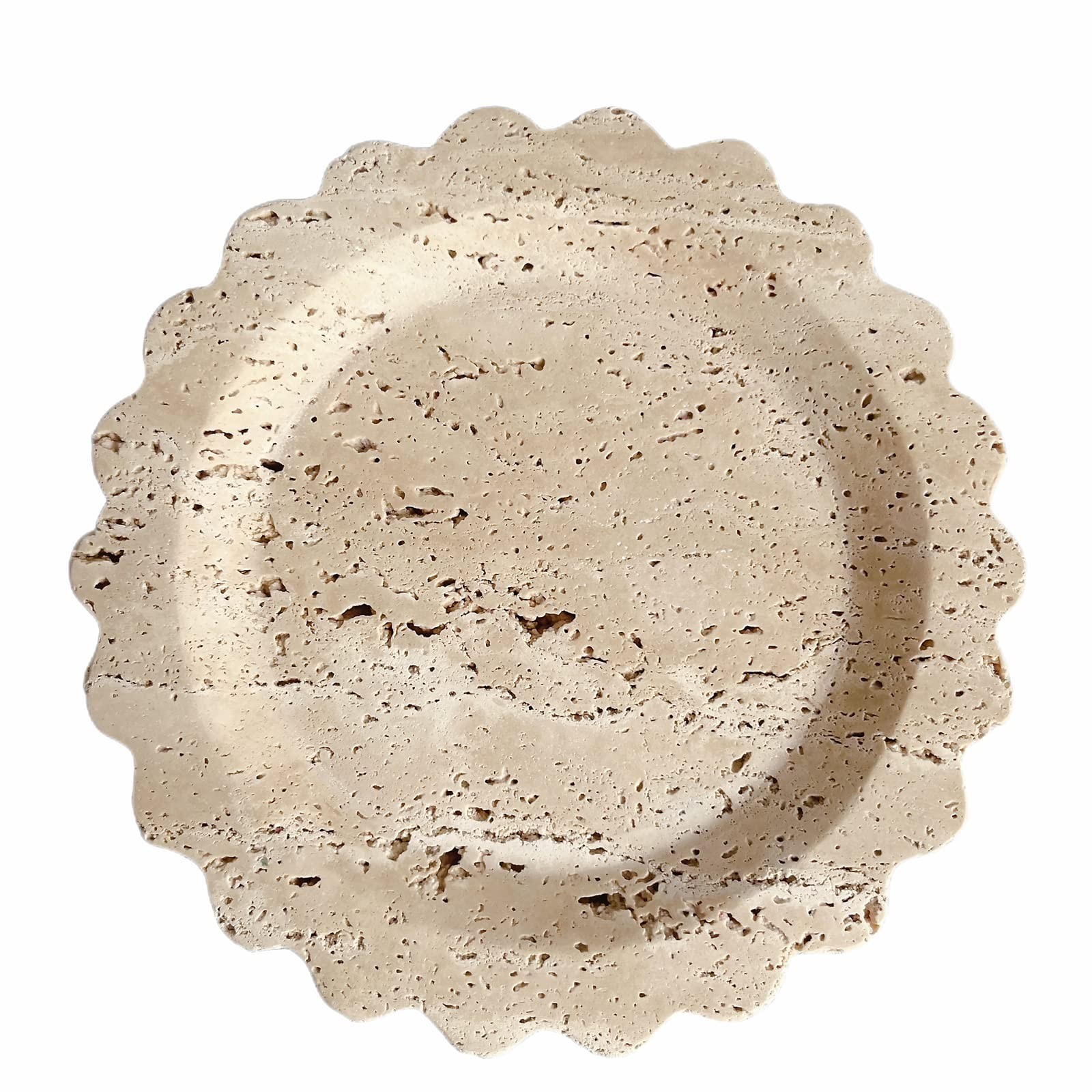 Travertine Marble Tray Round Scalloped Tray Small Serving Platter for Counter... Travertine Marble Tray Round Scalloped Tray Small Serving Platter for Counter...