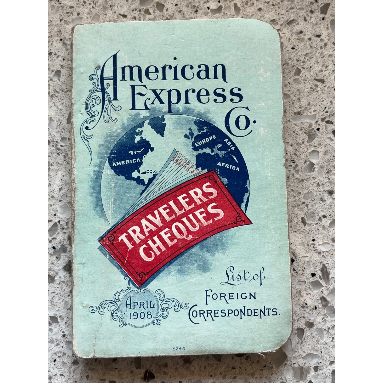 Antique 1908 American Express Co Travelers Cheques Foreign Correspondents Book