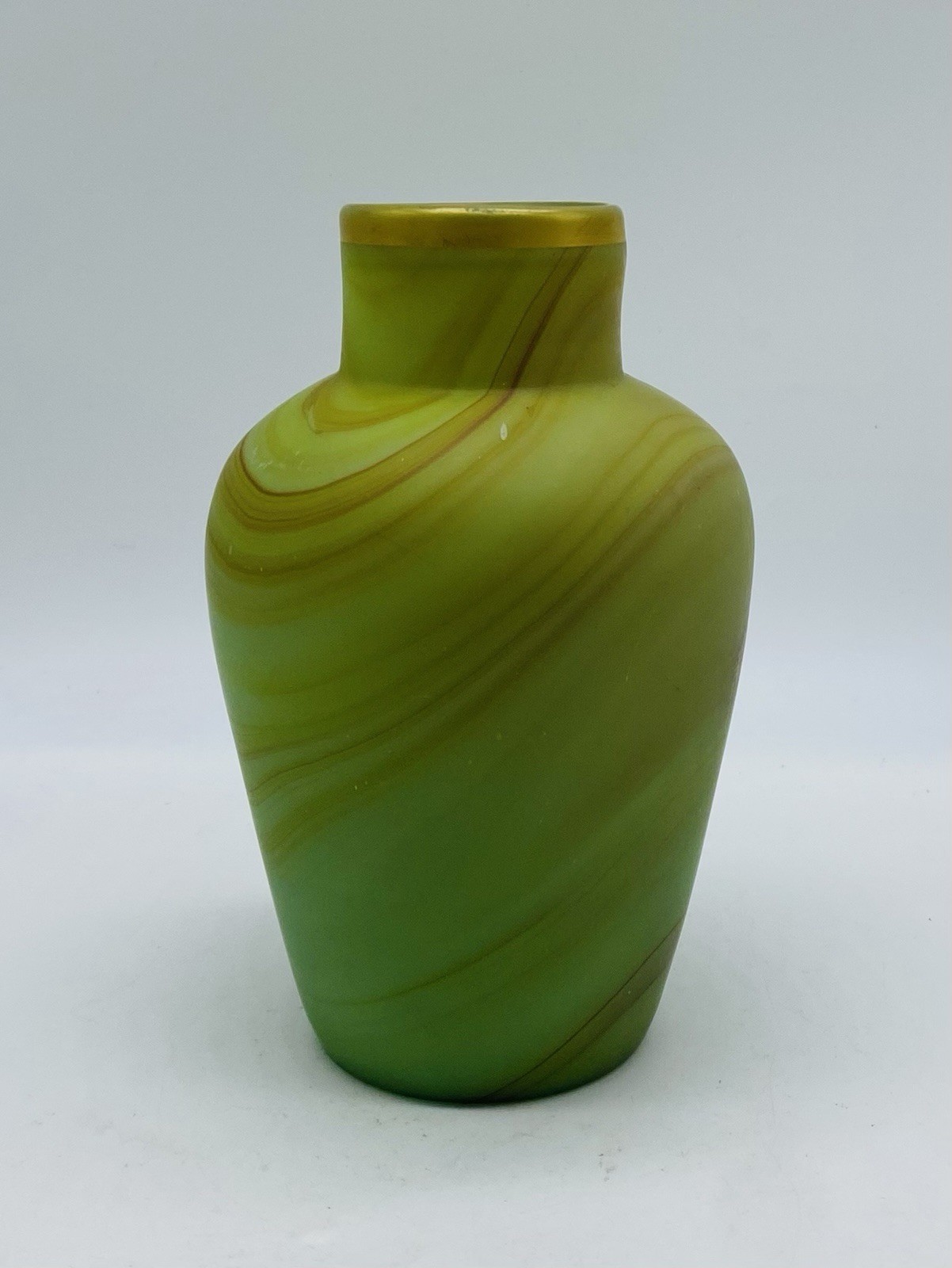 Very RARE JUGENSTIL FRENCH SEVRES Green Marbled Glass Vase With Gold Gilding Very RARE JUGENSTIL FRENCH SEVRES Green Marbled Glass Vase With Gold Gilding