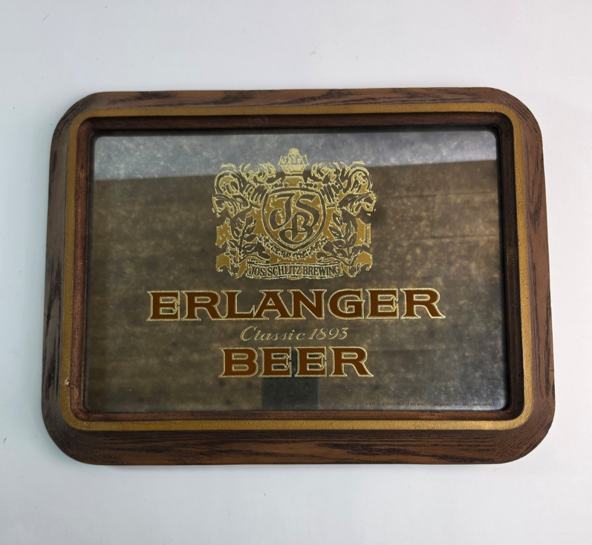 Vintage 1979 ERLANGER (SCHLITZ) Beer Bar Sign Wood Frame Advertising Decor