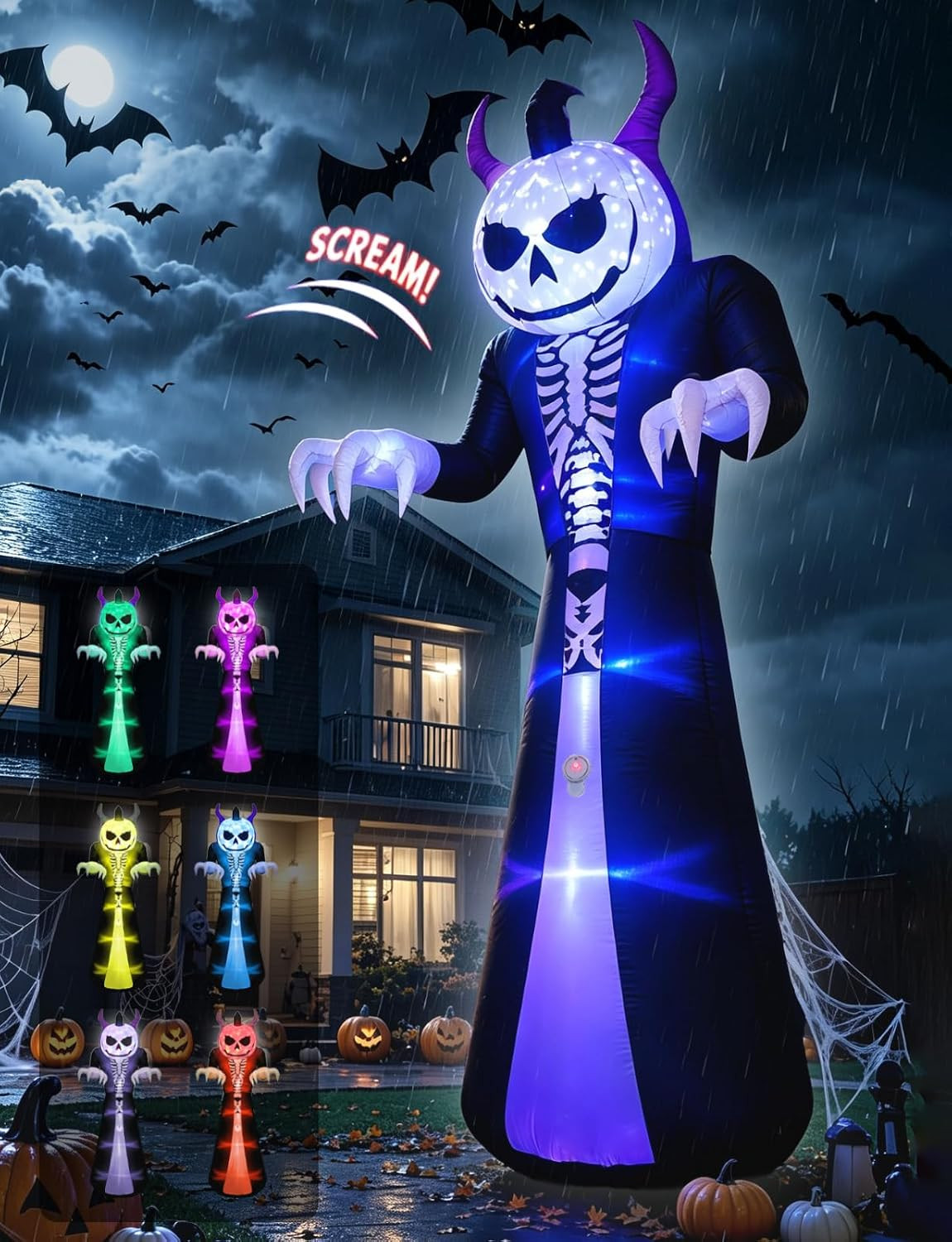 10FT Grim Reaper Halloween Inflatable, Motion-Activated Scream 10FT Grim Reaper Halloween Inflatable, Motion-Activated Scream