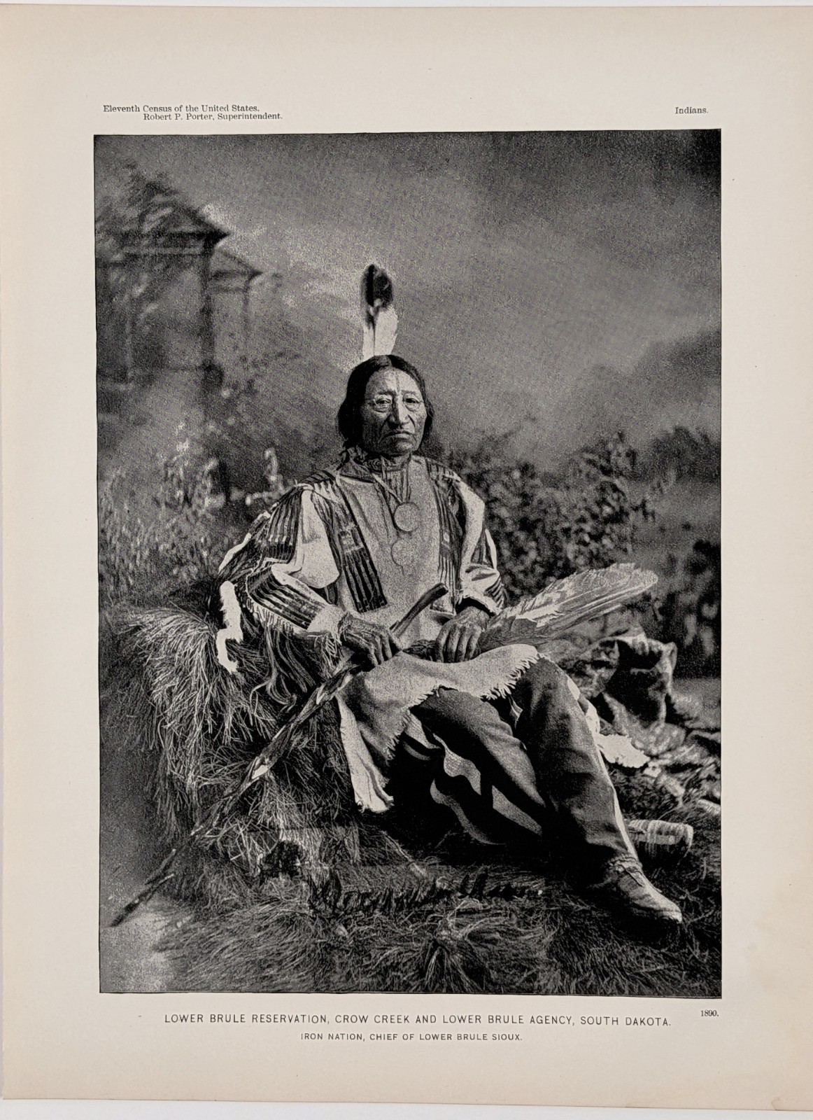 1890 SIOUX INDIAN CHIEF - LOWER BRULE Agency - Printed Photo SOUTH DAKOTA 1890 SIOUX INDIAN CHIEF - LOWER BRULE Agency - Printed Photo SOUTH DAKOTA