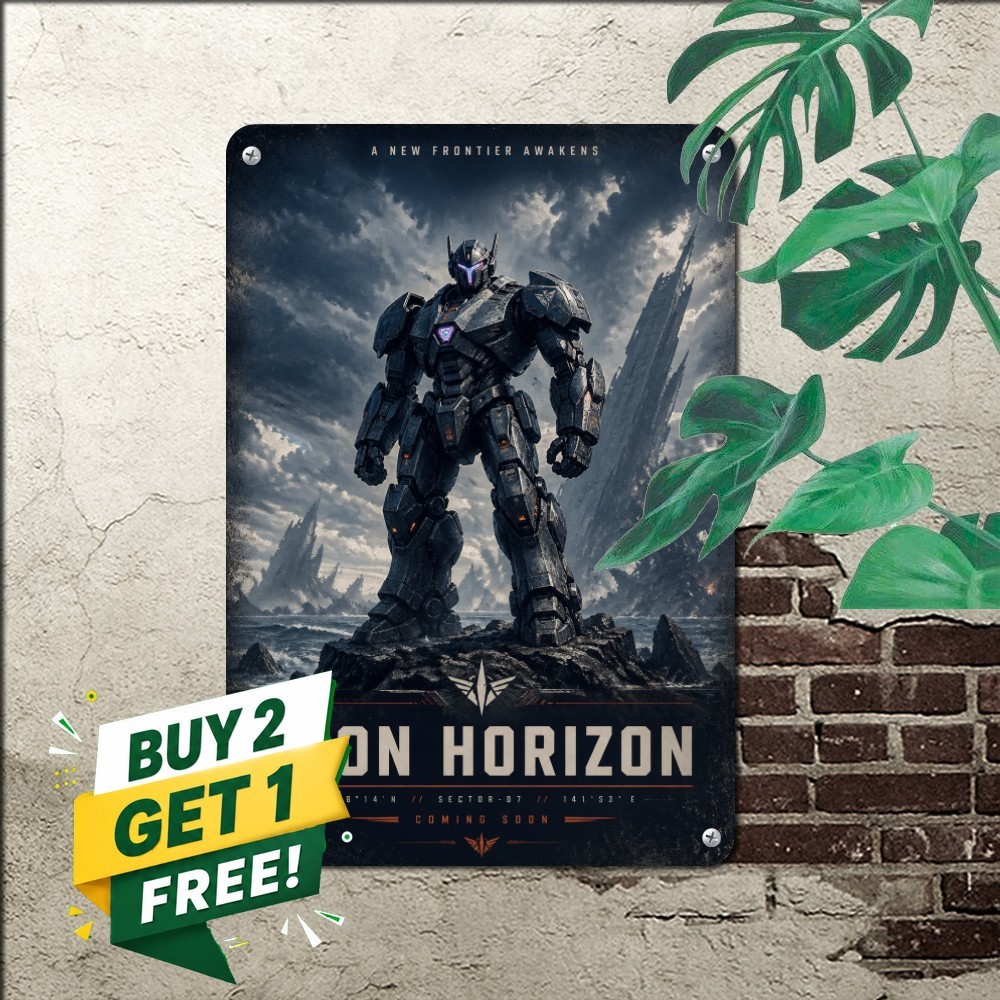 Giant Robot Superhero Metal Sign Classic Sci-Fi Wall Decor Tin Plaque