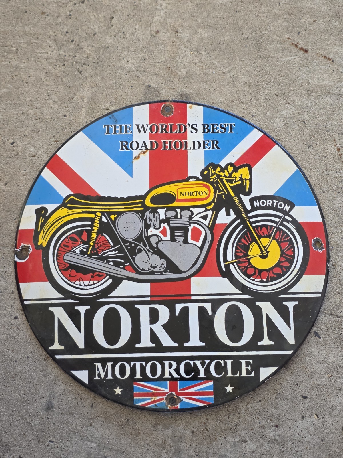 VINTAGE NORTON MOTORCYCLE PORCELAIN SIGN WORKS BEST ROAD HOLDER 12\ VINTAGE NORTON MOTORCYCLE PORCELAIN SIGN WORKS BEST ROAD HOLDER 12\
