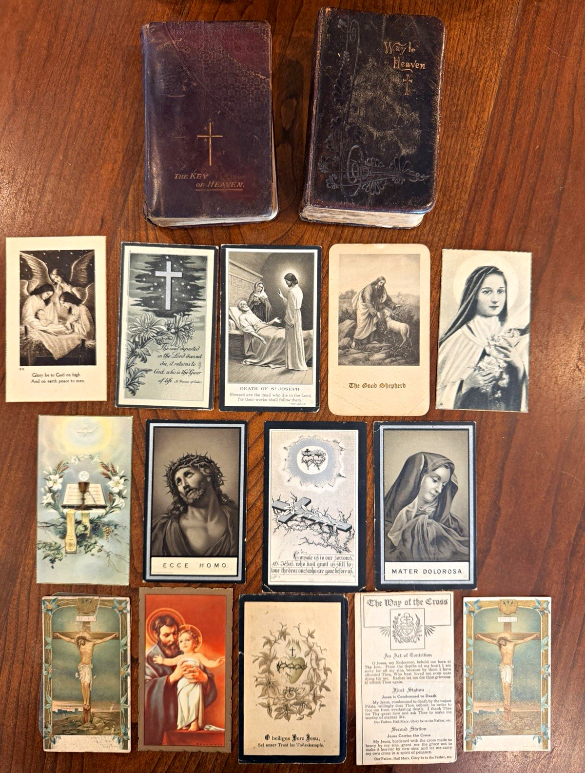 Christianity Lot: 2 VTG Leather 4” Prayer Books & 14 Holy Cards Christianity Lot: 2 VTG Leather 4” Prayer Books & 14 Holy Cards
