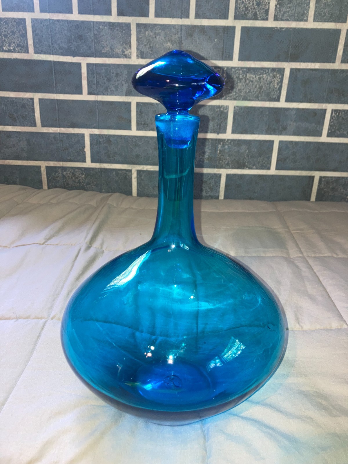 Blenko Decanter with Very Rare Stopper Cobalt Blue 14 Blenko Decanter with Very Rare Stopper Cobalt Blue 14