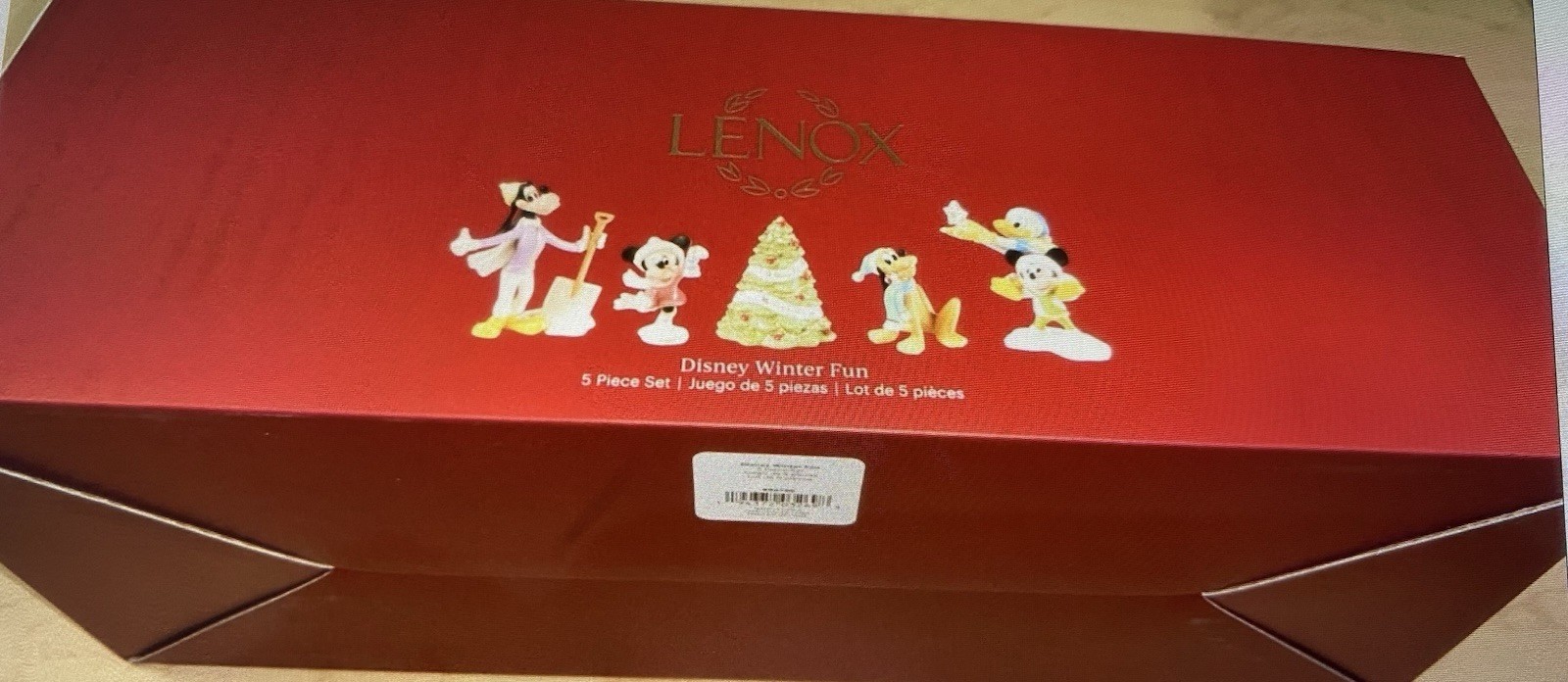 Lenox Disney Winter Fun Five Pc Figurine Gift Set New in Box Christmas porcelain
