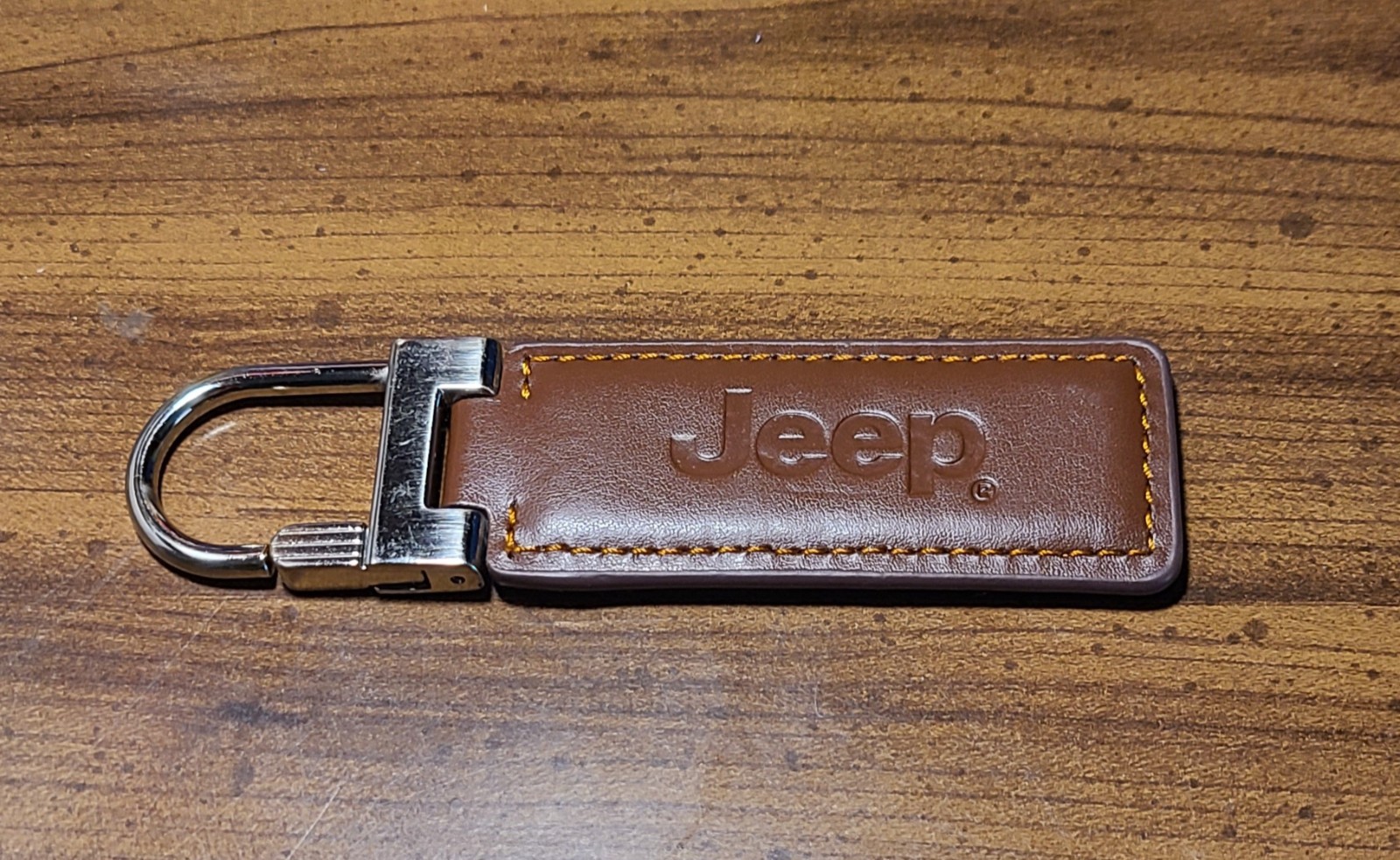 VTG Collectable Jeep Brown Embossed Leather and Metal Keychain VTG Collectable Jeep Brown Embossed Leather and Metal Keychain