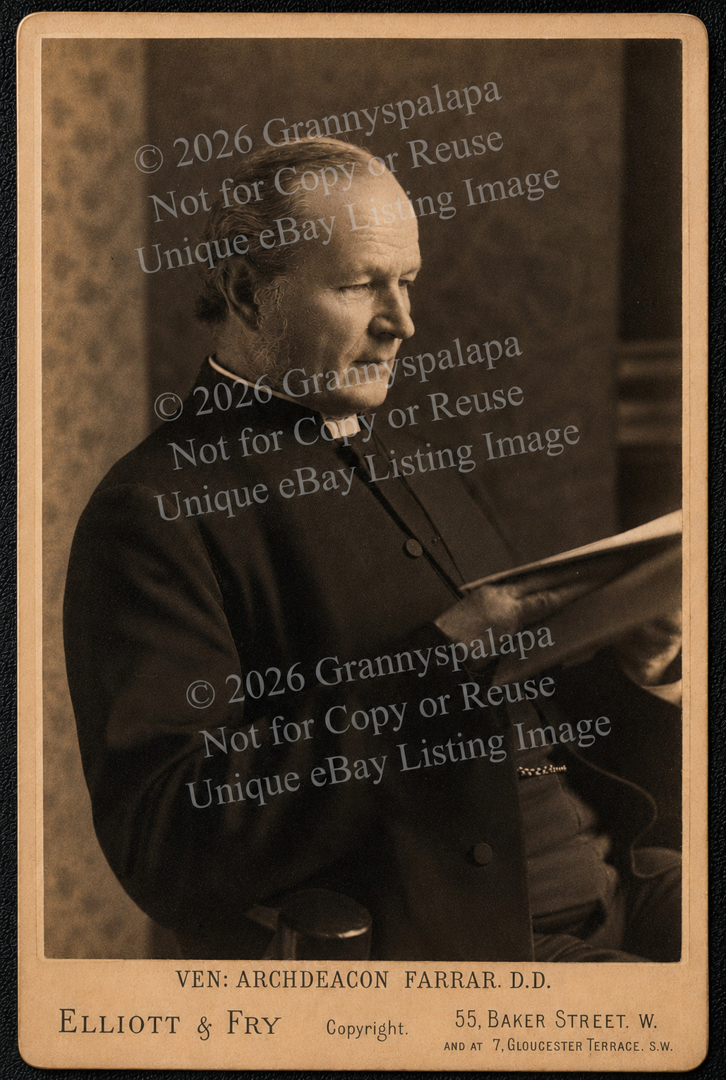 Antique Cabinet Card Photo-Dean Frederic W Farrar-1831-1903-Canterbury Clergyman Antique Cabinet Card Photo-Dean Frederic W Farrar-1831-1903-Canterbury Clergyman