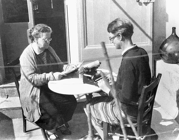 Emma Goldman left dictates last chapters of memoirs to secretary E- Old Photo Emma Goldman left dictates last chapters of memoirs to secretary E- Old Photo