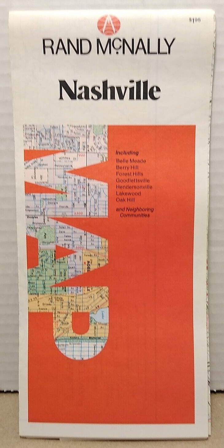 Nashville TN Vintage 1980's Rand McNally City Map Nashville TN Vintage 1980's Rand McNally City Map
