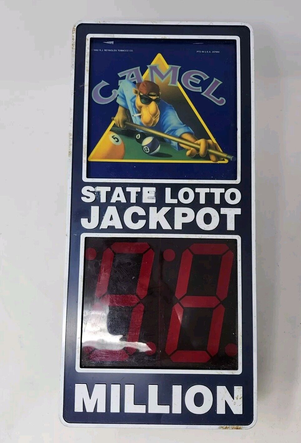 Vintage 1992 Joe Camel R.J. Reynolds State Lotto Light Up Sign 