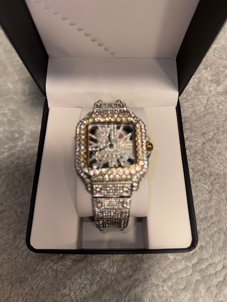iced out watch Moissanite GRA certificate box