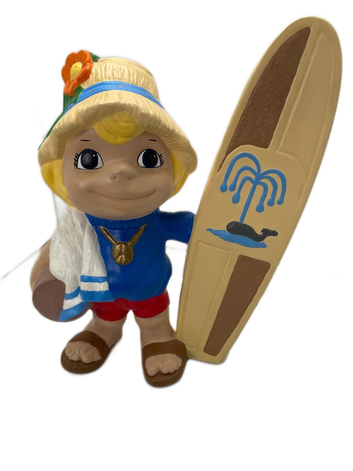 Vintage Smiley Boy Surfer Surf Board Ceramic, 1970s Era, 11\'\' Vintage Smiley Boy Surfer Surf Board Ceramic, 1970s Era, 11\'\'