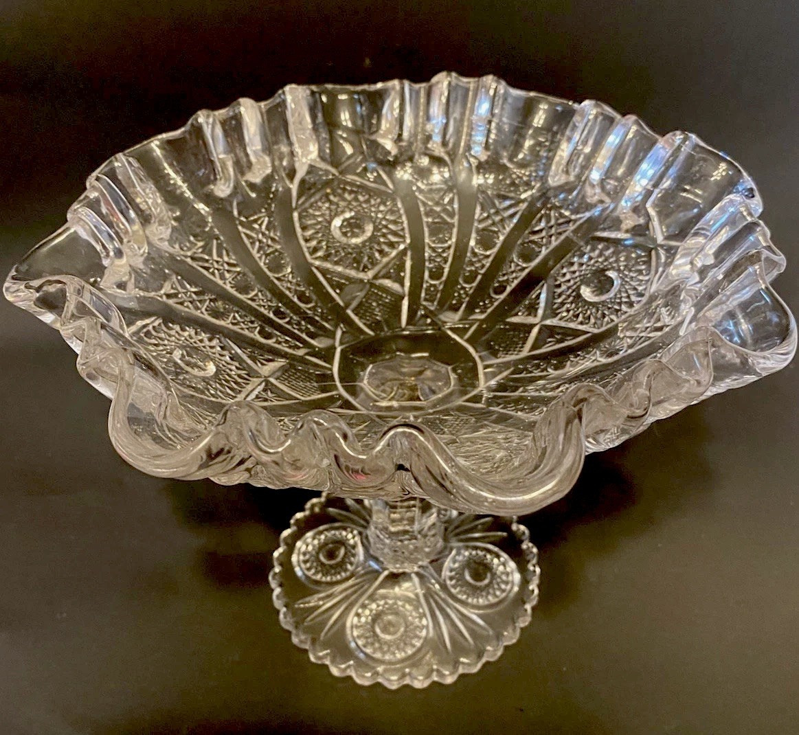 EAPG Imperial Daisy and Button Compote Candy Dish Ruffled Edge 9” MINT EAPG Imperial Daisy and Button Compote Candy Dish Ruffled Edge 9” MINT