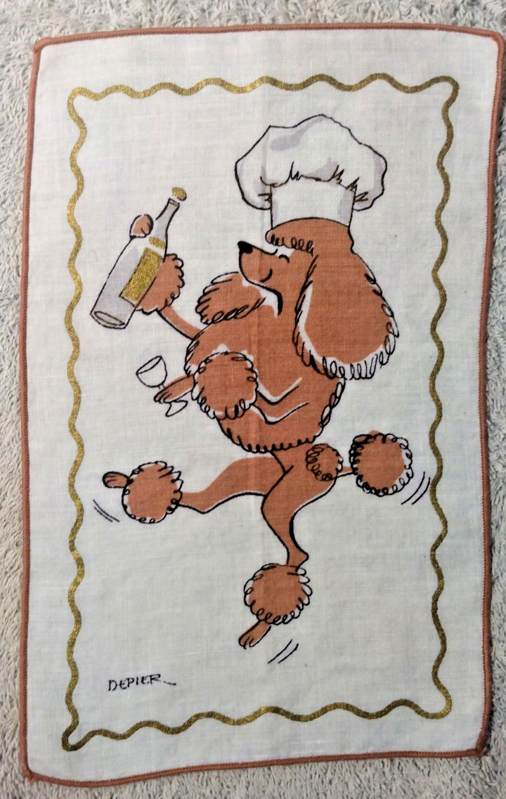 Vintage Constance Depler Cocktail Napkin, Poodle, 9\