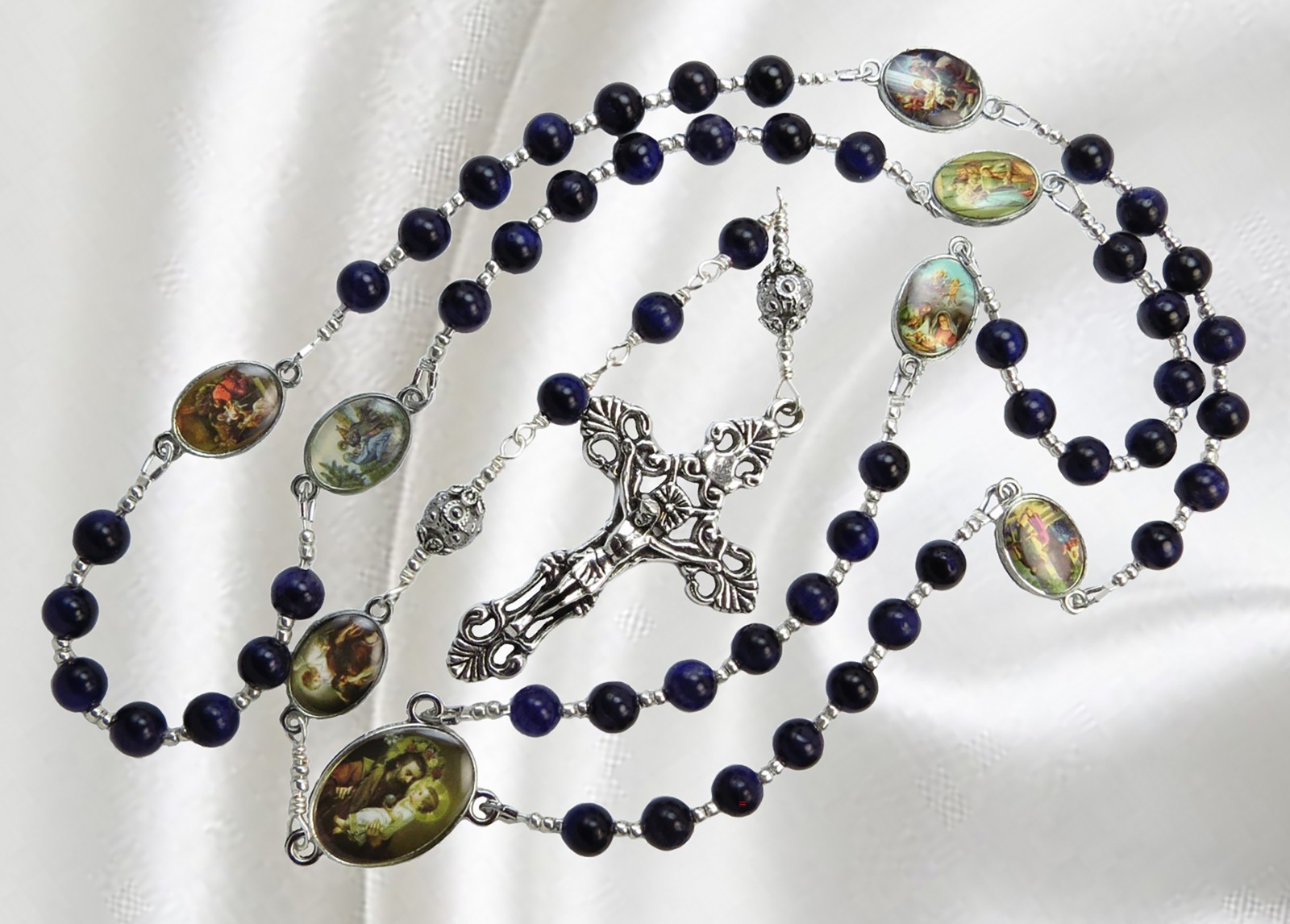 Handmade Catholic Rosary, Chaplet of Devotion to St. Joseph, Purple Tiger Eye Handmade Catholic Rosary, Chaplet of Devotion to St. Joseph, Purple Tiger Eye