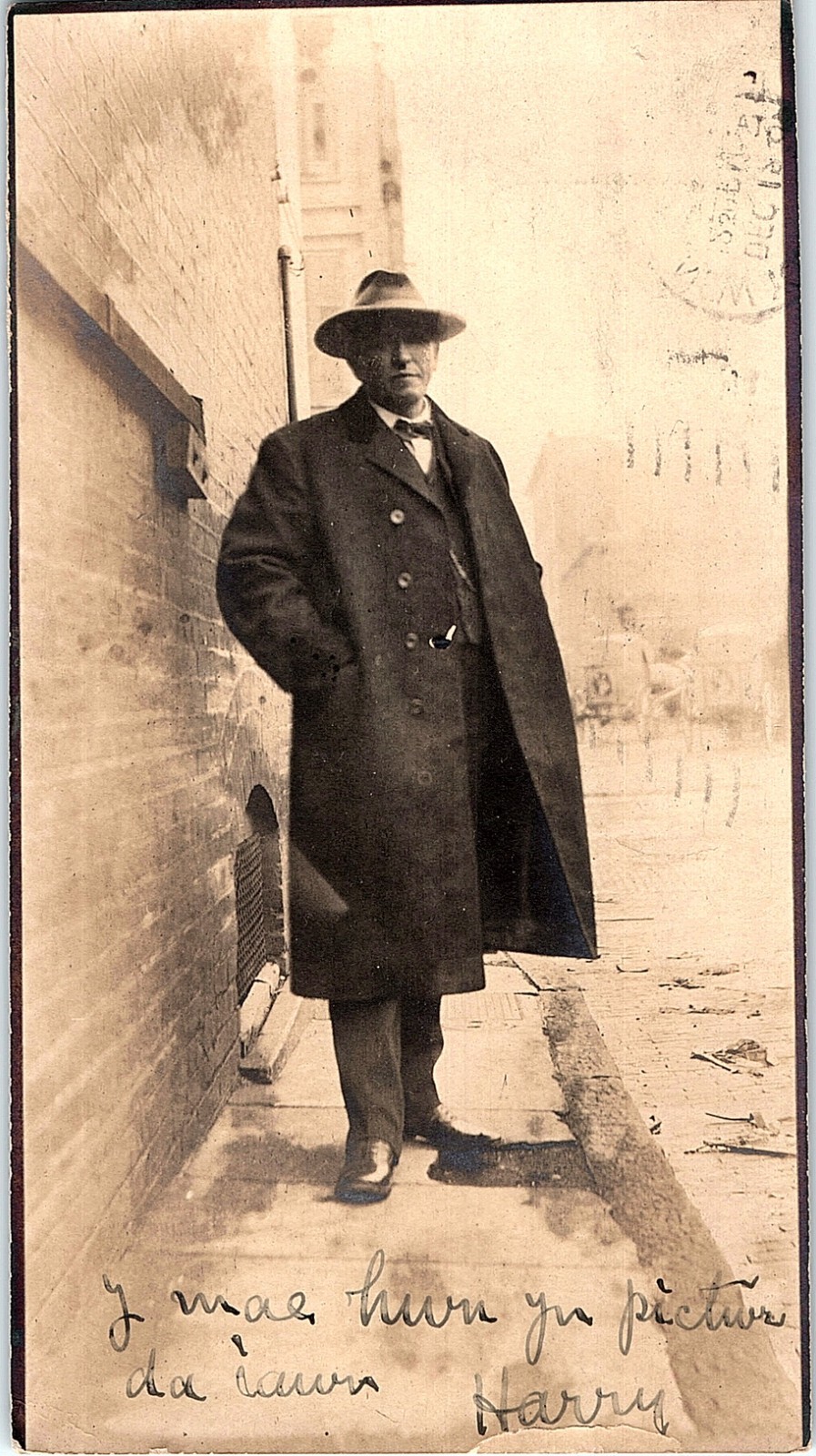 Vintage Postcard 1906 RPPC Gentleman In Overcoat Street Scene Portrait Vintage Postcard 1906 RPPC Gentleman In Overcoat Street Scene Portrait