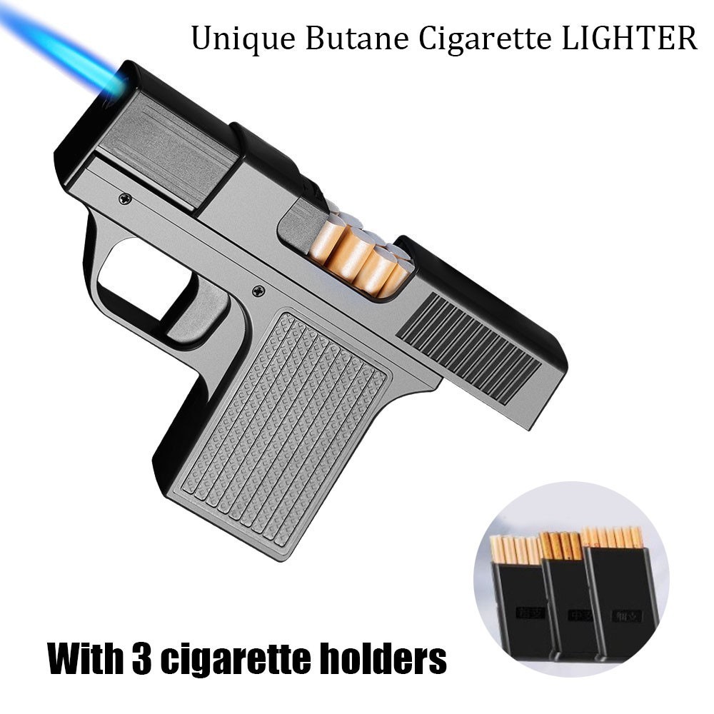 Unique Butane Cigarette LIGHTER & CASE Adjustable Jet Torch Flame Pistol Gun hot